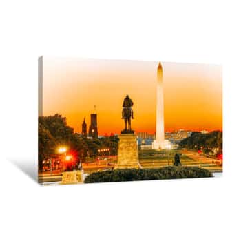 Image of Washington, USA, Washington Monument Is An Obelisk On The National Mall Canvas Print