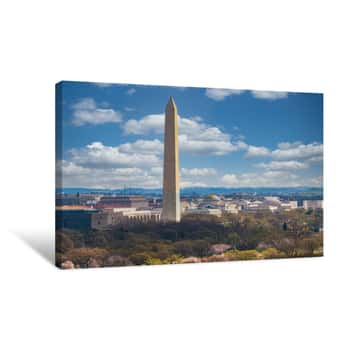 Image of Beautiful Panoramic View Of The Washington DC Skyline With The Washington Monument Canvas Print