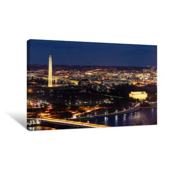 Image of Washington DC Aerial Shot at Night Canvas Print