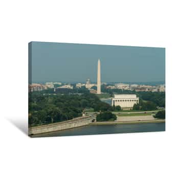 Image of Lincoln Memorial and Washington Monument by the Potomac Canvas Print