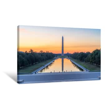 Image of Washington Monument and Pool In DC Canvas Print