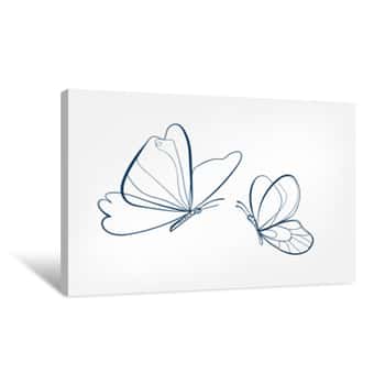 Image of Butterfly Insect Vector Art Line Isolated Doodle Illustration Canvas Print