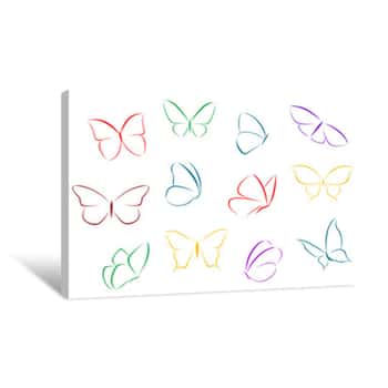 Image of Butterflies Color Silhouettes Canvas Print