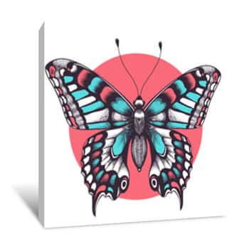 Image of Beautiful Butterfly Tattoo  Beauty Symbol Canvas Print