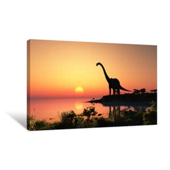 Image of Dinosaur by the Water Canvas Print