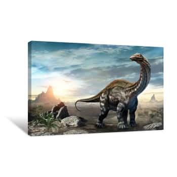 Image of Apatosaurus Dinosaur Scene 3D Illustration Canvas Print