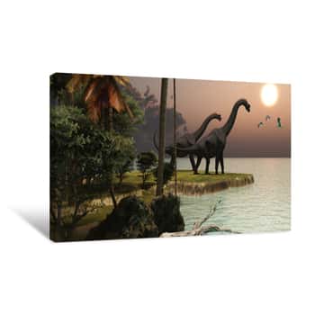 Image of Brachiosaurus Sunset Canvas Print