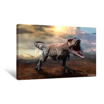 Image of Tyrannosaurus Rex Scene 3D Illustration Canvas Print