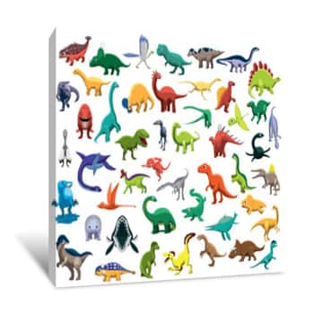 Image of Various Cute Colorful Dinosaur Characters Cartoon Vector Canvas Print