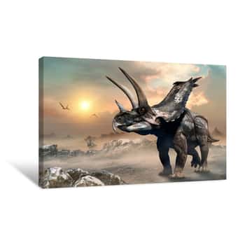Image of Agujaceratops Scene 3D Illustration Canvas Print