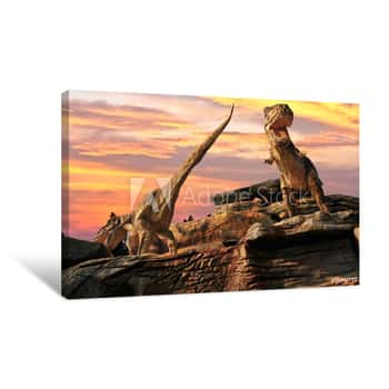 Image of Statue Model Dinosaur In Zoo  Thailand Canvas Print