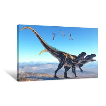 Image of Allosaurus On Mountain Canvas Print