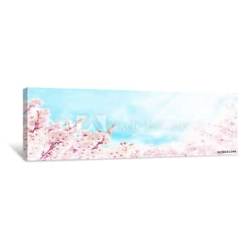 Image of Sakura Cherry Tree Pink Spring Flowers Horizontal Background Canvas Print