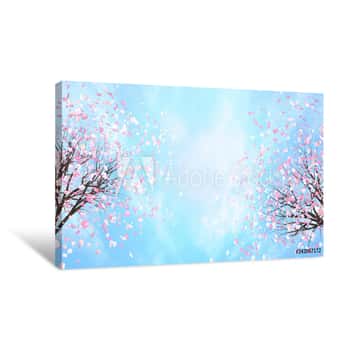 Image of 3d Rendering Picture Of Cherry Blossom Against Blue Sky Canvas Print