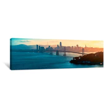 Image of Aerial View Of The Bay Bridge In San Francisco, CA Canvas Print