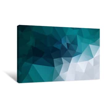 Image of Vector Abstract Irregular Polygon Background - Triangle Low Poly Pattern - Blue Green Teal Turquoise Grey White Color Canvas Print