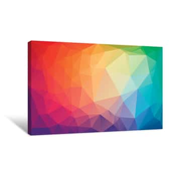 Image of Low Poly Triangular Background In Bright Rainbow Colors  Colorful Polygonal Banner Template  Multicolor Backdrop In Origami Style  Vector Eps8 Illustration With Irregular Triangles Canvas Print