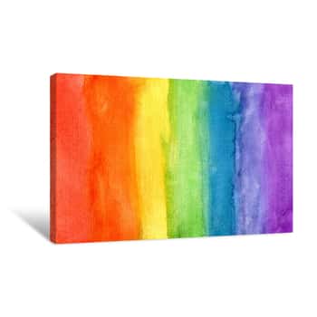 Image of Abstract Striped Rainbow Watercolor Background Canvas Print