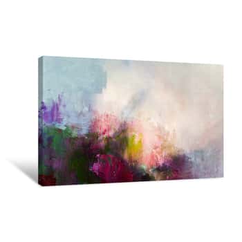Image of Abstract Painting Background  Flowers Painting  Oil On Canvas Texture  Hand Drawn Oil Painting Color Texture  Fragment Of Artwork  Modern Art  Contemporary Art  Colorful Canvas Canvas Print
