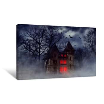 Image of Haunted Halloween House Canvas Print