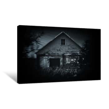 Image of Scary House In Mysterious Horror Forest Canvas Print