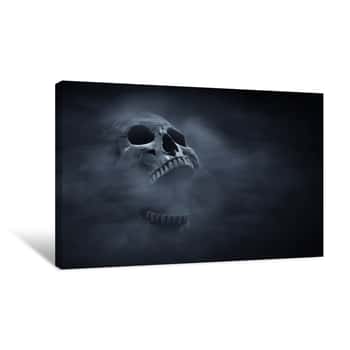 Image of Human Skull On Dark Background Canvas Print