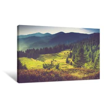 Image of Beautiful Summer Mountain Landscape At Sunrise Canvas Print