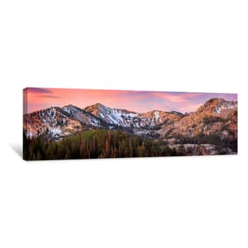 Image of Sunrise Panorama In The Wasatch Mountains, Utah, USA Canvas Print