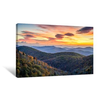 Image of Blue Ridge Mountains, Autumn Scenic Sunrise, North Carolina Canvas Print