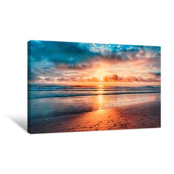 Image of Atlantic Ocean, Shoreline, Florida, Coastline, Daytona Beach, Beach, Sun, Sunrise, Waves, Tides, Canvas Print