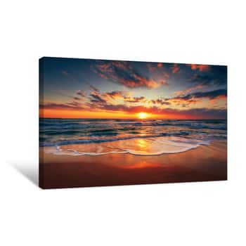 Image of Beautiful Sun Rise Over The Sea Canvas Print