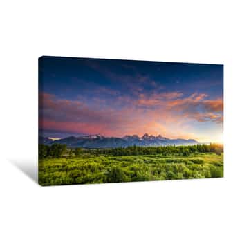 Image of Sunrise In The Wyoming Tetons Canvas Print