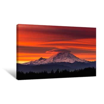Image of Red Rainier - Sunrise Canvas Print