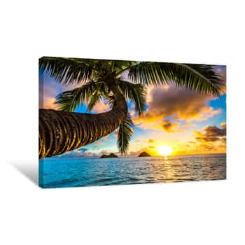Image of Beautiful Hawaiian Sunrise At Lanikai Canvas Print