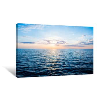 Image of Colorful Sunrise Sky Above The Baltic Sea, Latvia  Sunlight Through The Clouds, Reflections On The Water Canvas Print