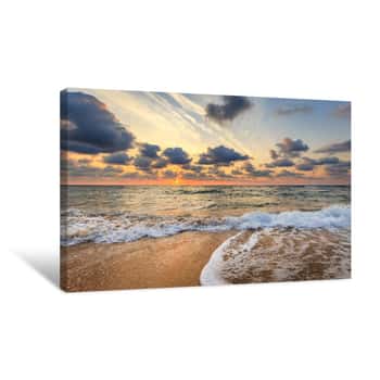 Image of Dramatic Sunrise At Tropical Beach Canvas Print