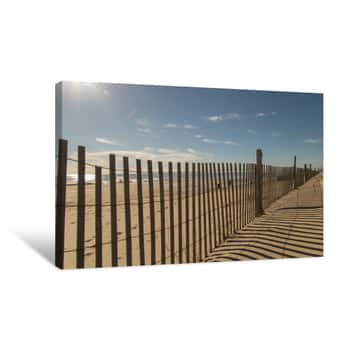 Image of Pretty Beach Fence And Ocean Canvas Print