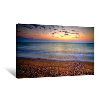 Image of Beautiful Sunrise Over The Rocky Beach Canvas Print