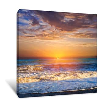 Image of Sea Coast At The Sunset Canvas Print