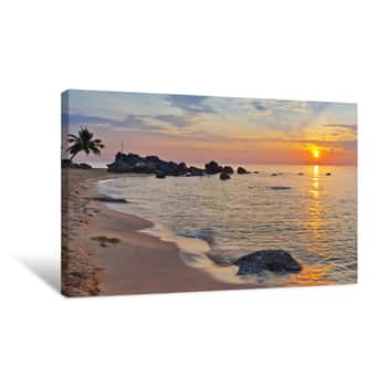 Image of Rocky  Beach At Sunset Canvas Print