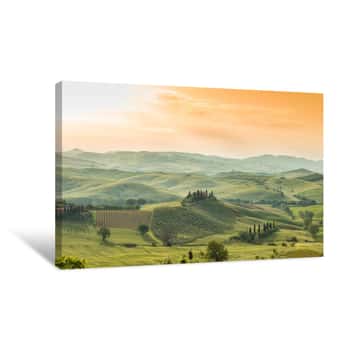 Image of Landscape Of Tuscany, Hills And Meadows, Toscana - Italy Canvas Print