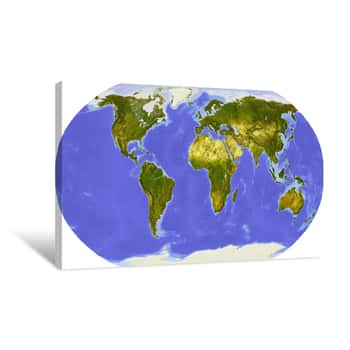 Image of World Map Round Canvas Print