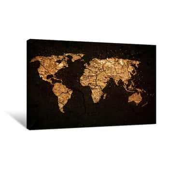 Image of Gold World Map Canvas Print
