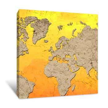 Image of World Map With Golden Oceans Canvas Print