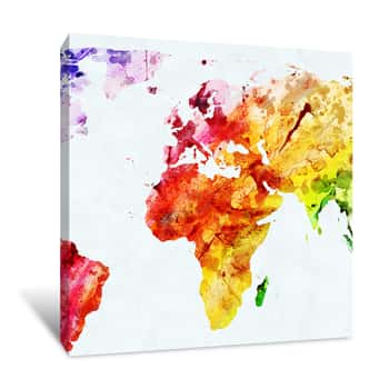 Image of Watercolor World Map Canvas Print