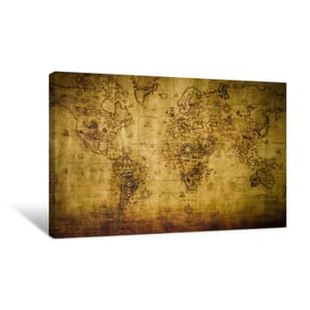 Image of Vintage Map of the World Canvas Print