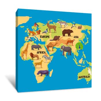Image of Animals World Map 2 Canvas Print