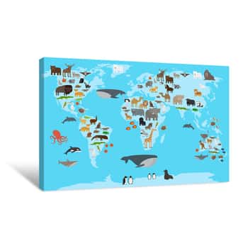 Image of Animals World Map Canvas Print