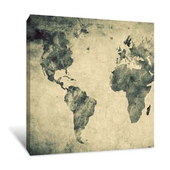 Image of Pencil Sketch World Map Canvas Print