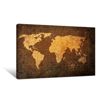 Image of Golden World Map Canvas Print
